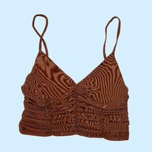 Brown Ruched Crop Top